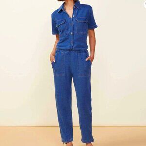 Monrow: Indigo French Terry Jumpsuit